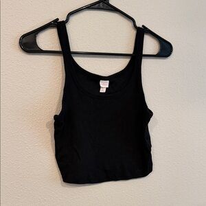 Black Ribbed Crop Tank Top - colsie